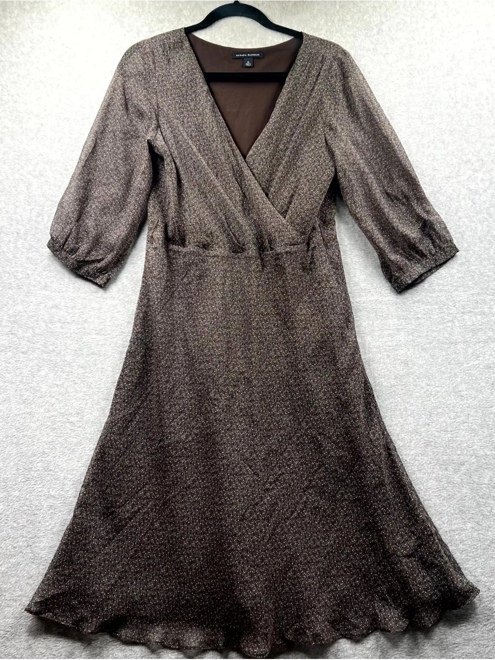 Banana Republic Brown Metallic Wrap Midi Dress